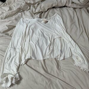 Boho White Lace Trim Women's Top